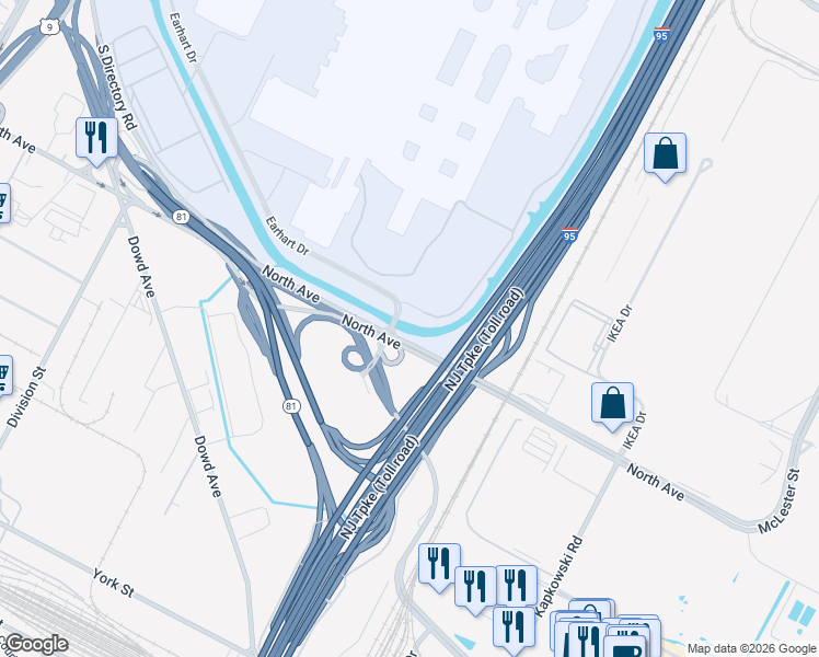 map of restaurants, bars, coffee shops, grocery stores, and more near 413-511 North Ave E in Elizabeth