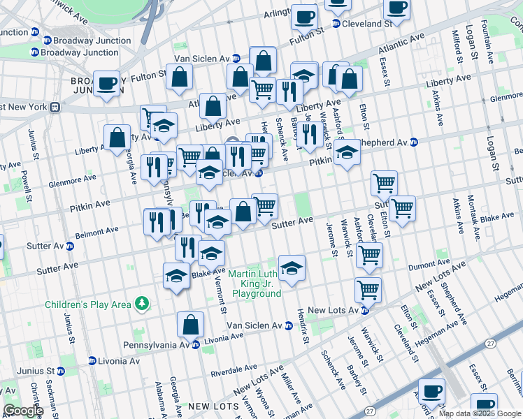 map of restaurants, bars, coffee shops, grocery stores, and more near 356 Van Siclen Avenue in Brooklyn