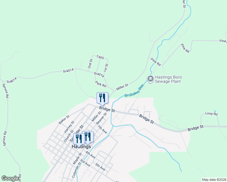 map of restaurants, bars, coffee shops, grocery stores, and more near 299 Spring Rd in Hastings