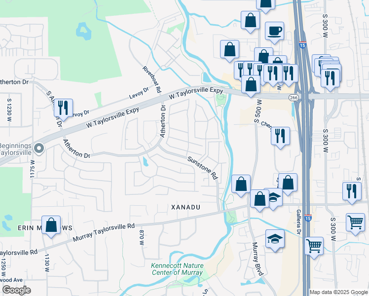 map of restaurants, bars, coffee shops, grocery stores, and more near 750 West Monteazul Drive in Taylorsville