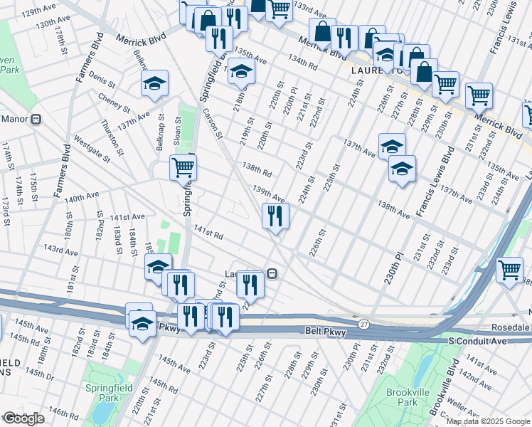 map of restaurants, bars, coffee shops, grocery stores, and more near 5 Carson Street in Queens