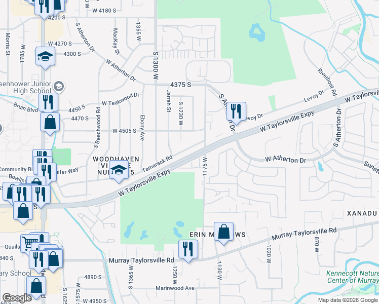 map of restaurants, bars, coffee shops, grocery stores, and more near 1229 West 4630 South in Taylorsville