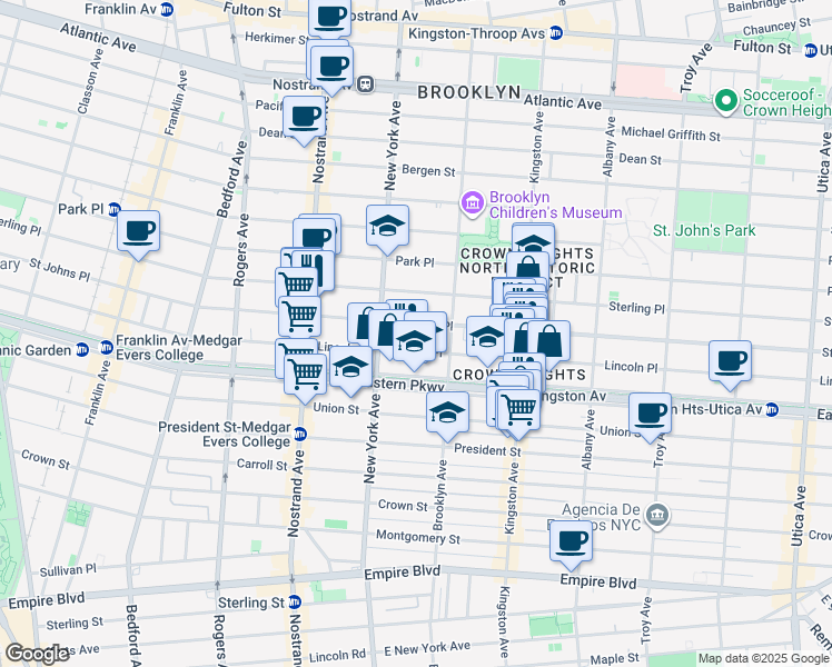 map of restaurants, bars, coffee shops, grocery stores, and more near 252 A Brooklyn Avenue in Brooklyn