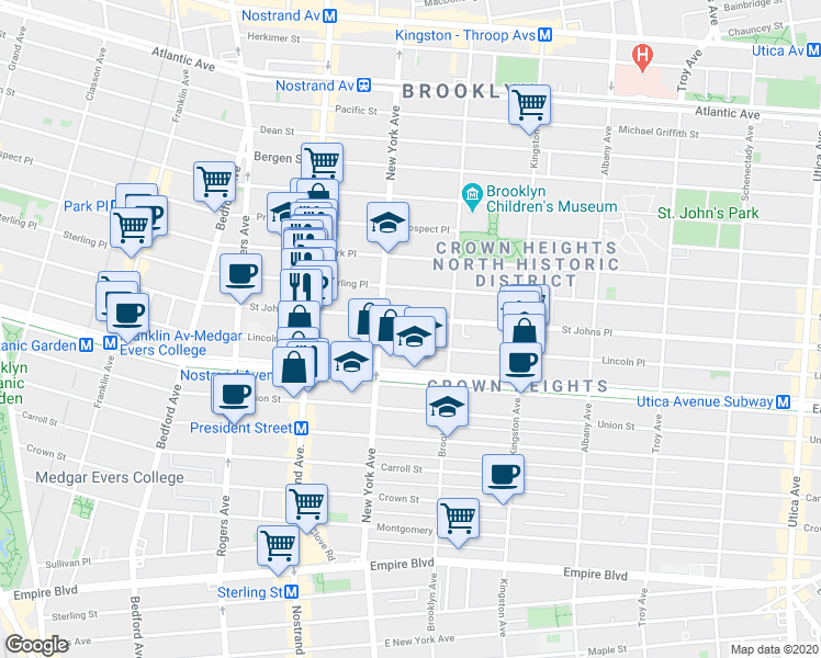 map of restaurants, bars, coffee shops, grocery stores, and more near in Brooklyn