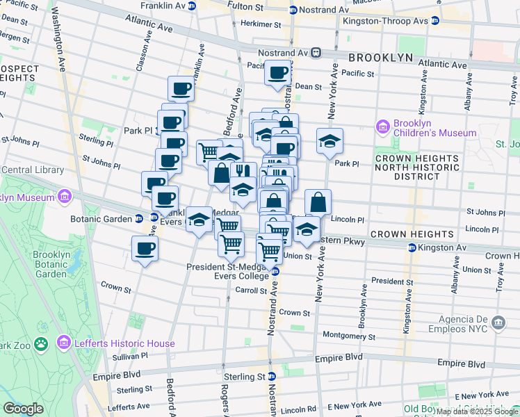 map of restaurants, bars, coffee shops, grocery stores, and more near 753 Lincoln Place in Brooklyn