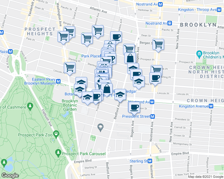 map of restaurants, bars, coffee shops, grocery stores, and more near 620 Lincoln Place in Brooklyn