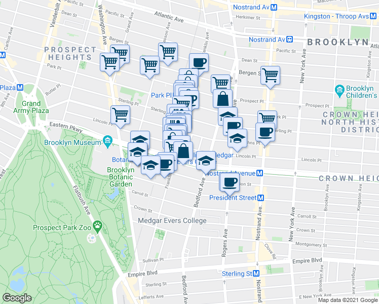map of restaurants, bars, coffee shops, grocery stores, and more near 620 Lincoln Place in Brooklyn
