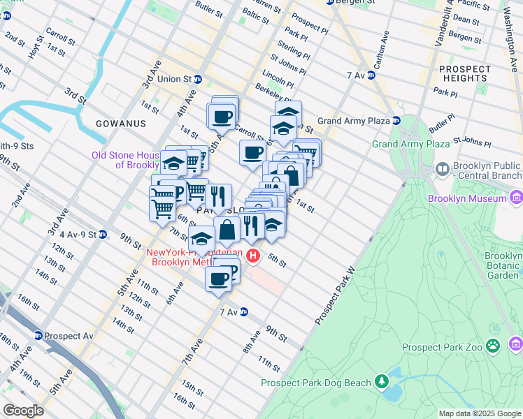 map of restaurants, bars, coffee shops, grocery stores, and more near 466 3rd Street in Brooklyn