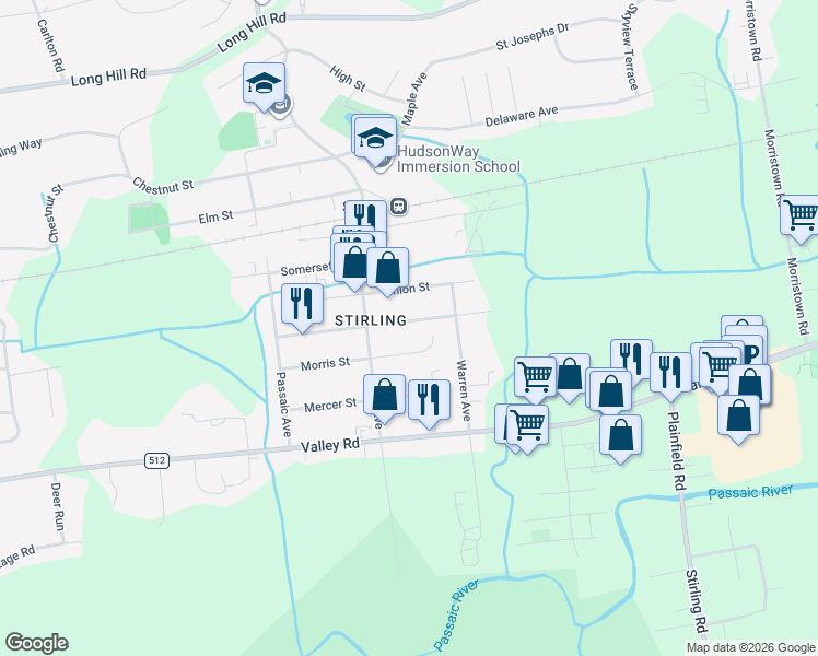 map of restaurants, bars, coffee shops, grocery stores, and more near 265 Essex Street in Long Hill