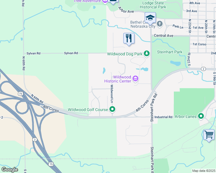 map of restaurants, bars, coffee shops, grocery stores, and more near 145 Arborview Dr in Nebraska City