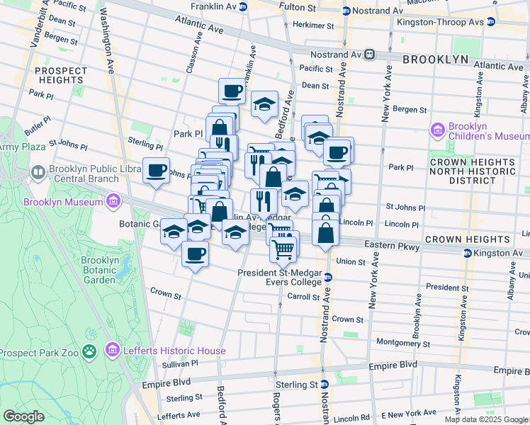 map of restaurants, bars, coffee shops, grocery stores, and more near 661 Lincoln Place in Brooklyn