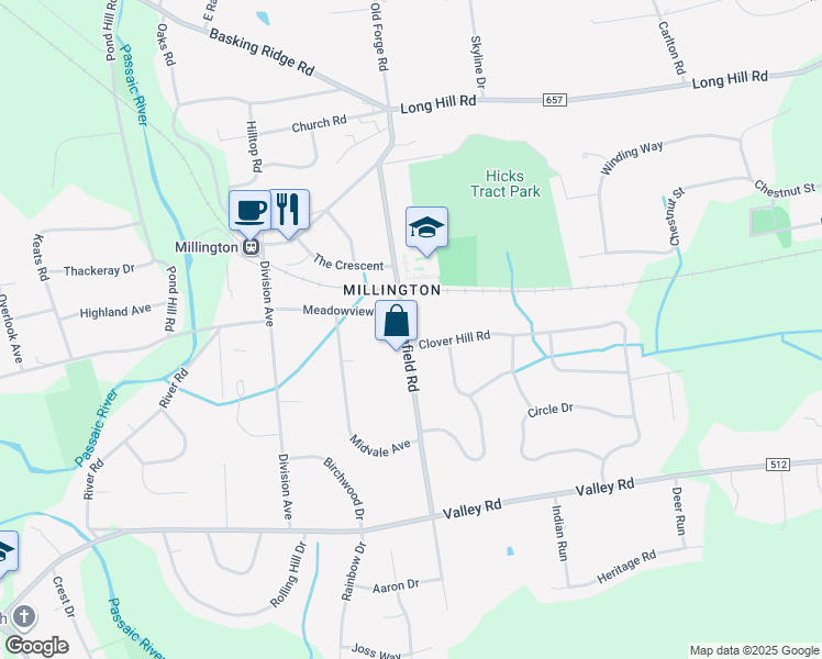 map of restaurants, bars, coffee shops, grocery stores, and more near 147 Northfield Road in Long Hill