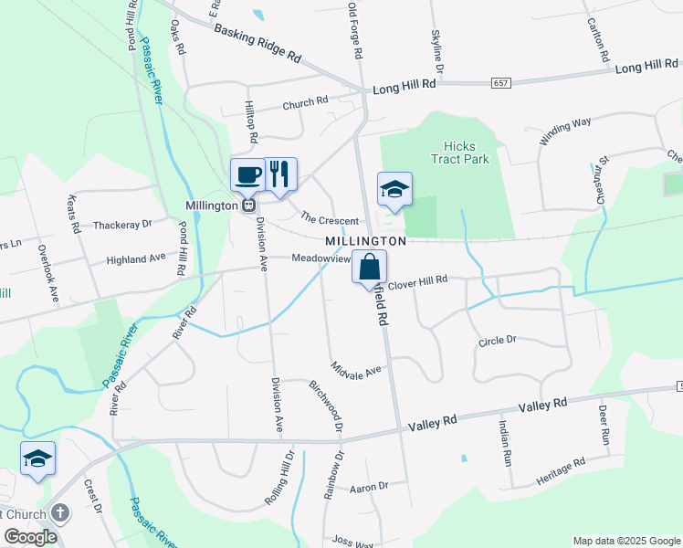 map of restaurants, bars, coffee shops, grocery stores, and more near 152 Northfield Road in Long Hill