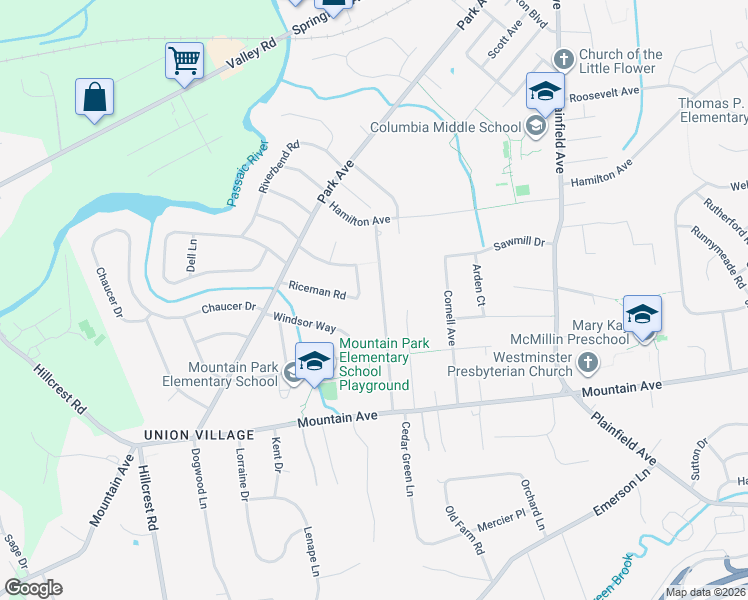 map of restaurants, bars, coffee shops, grocery stores, and more near 119 Rutgers Avenue in Berkeley Heights