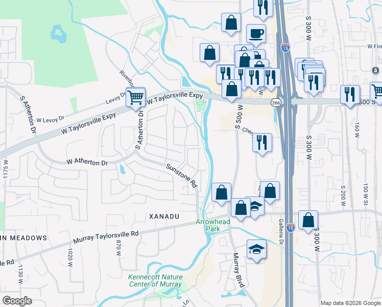 map of restaurants, bars, coffee shops, grocery stores, and more near 4555 Sunstone Road in Taylorsville