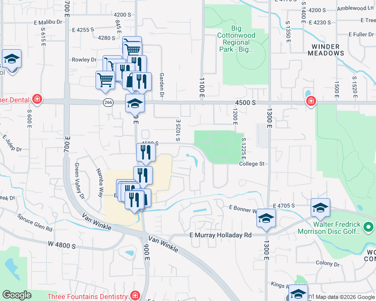 map of restaurants, bars, coffee shops, grocery stores, and more near 1070 Quail Park Drive in Millcreek