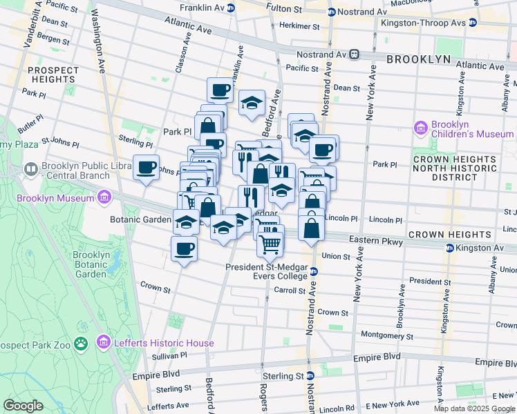 map of restaurants, bars, coffee shops, grocery stores, and more near 661 Lincoln Place in Brooklyn