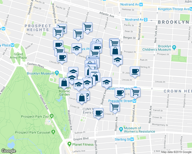 map of restaurants, bars, coffee shops, grocery stores, and more near in Brooklyn