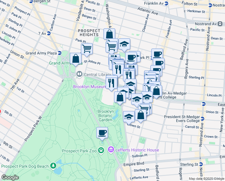 map of restaurants, bars, coffee shops, grocery stores, and more near in New York