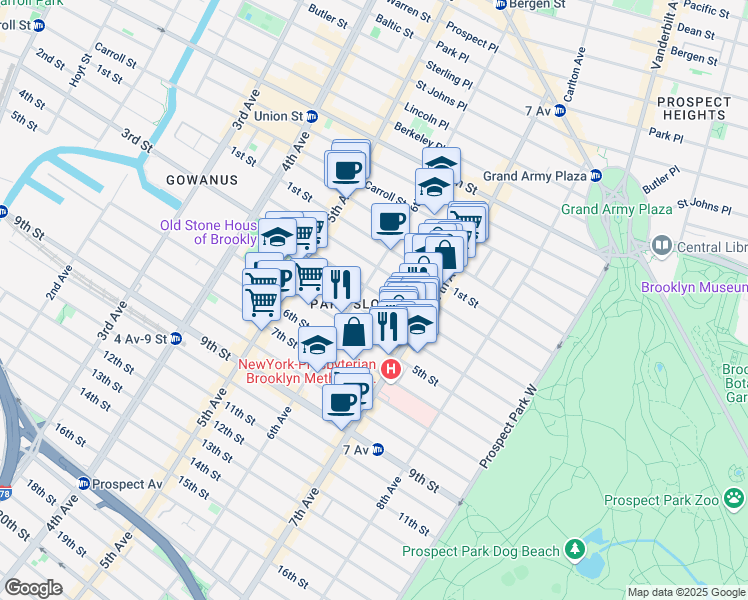 map of restaurants, bars, coffee shops, grocery stores, and more near 466 3rd Street in Brooklyn