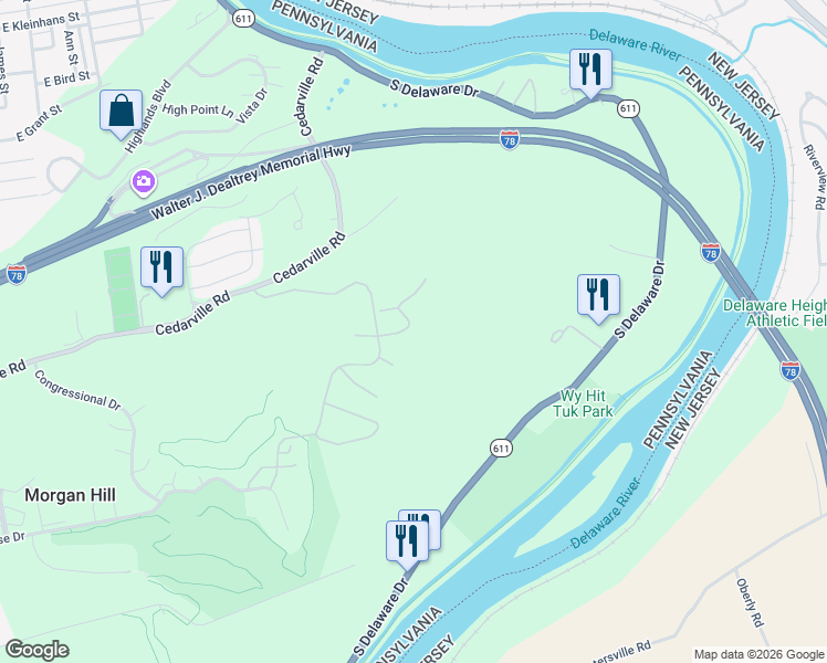 map of restaurants, bars, coffee shops, grocery stores, and more near 860 East Homestead Lane in Easton