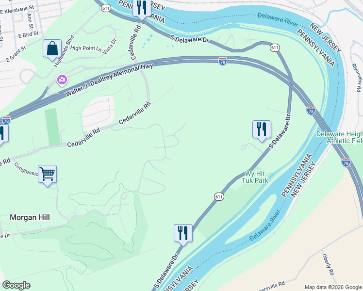 map of restaurants, bars, coffee shops, grocery stores, and more near 860 East Homestead Lane in Easton