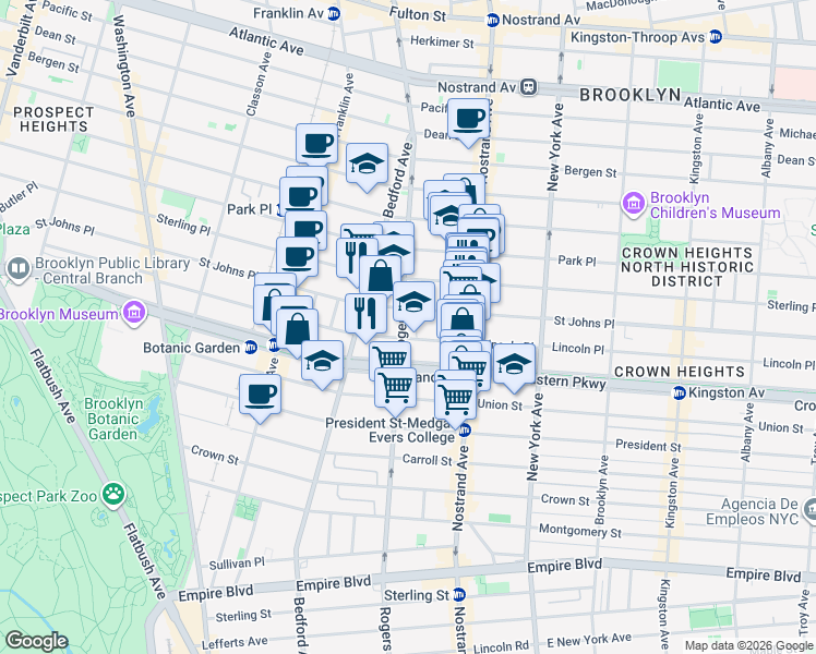map of restaurants, bars, coffee shops, grocery stores, and more near in Brooklyn