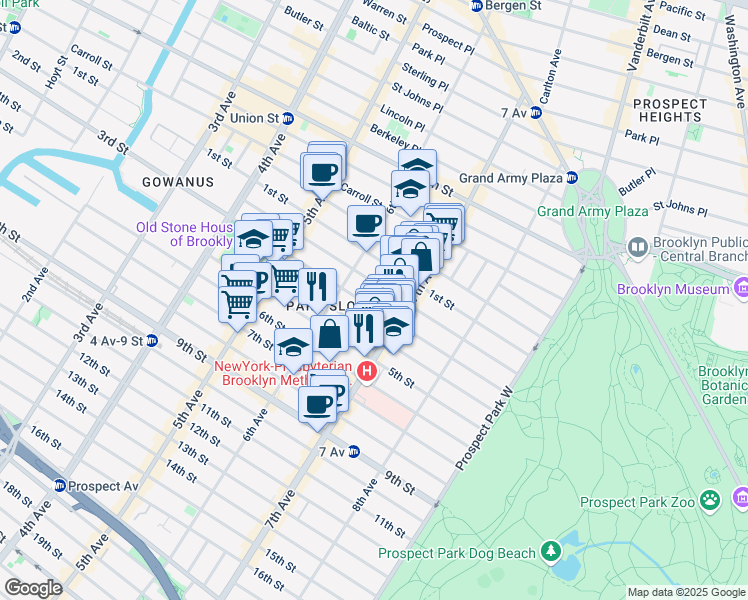 map of restaurants, bars, coffee shops, grocery stores, and more near 466 3rd Street in Brooklyn