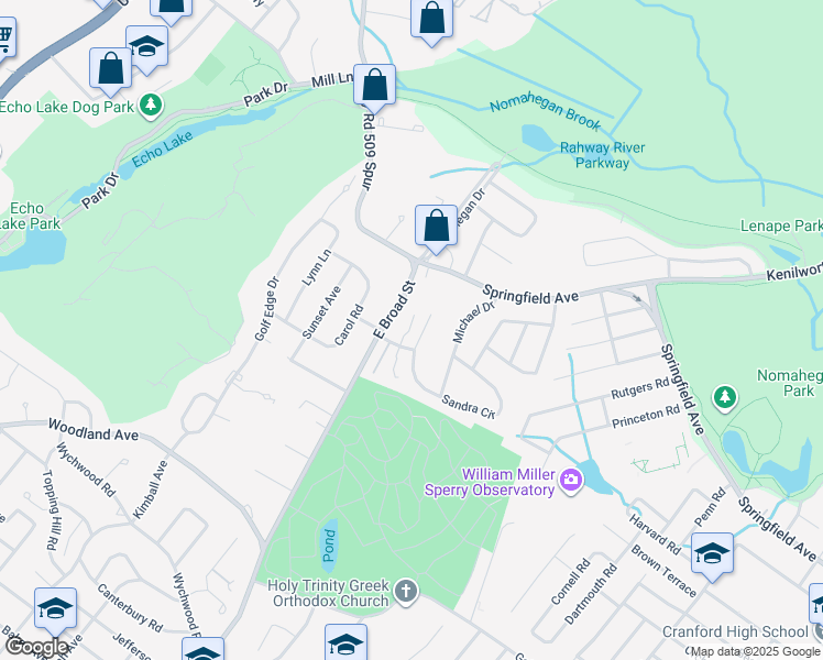 map of restaurants, bars, coffee shops, grocery stores, and more near 53 Sandra Circle in Westfield