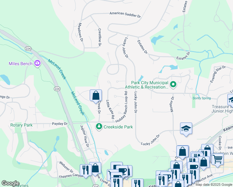 map of restaurants, bars, coffee shops, grocery stores, and more near 754 Quaking Aspen Court in Park City