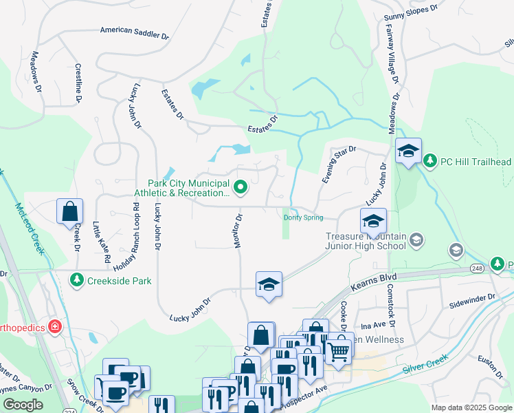 map of restaurants, bars, coffee shops, grocery stores, and more near in Park City