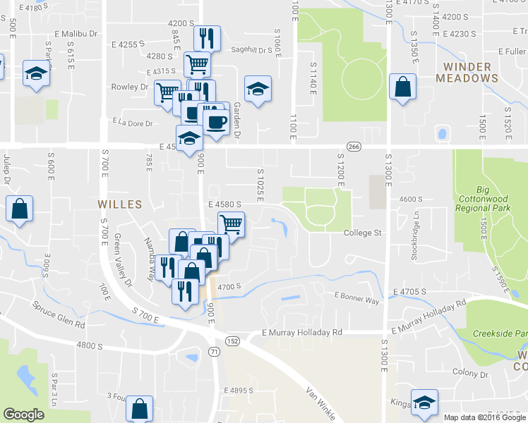 map of restaurants, bars, coffee shops, grocery stores, and more near 1044 Quail Park Dr in Salt Lake City