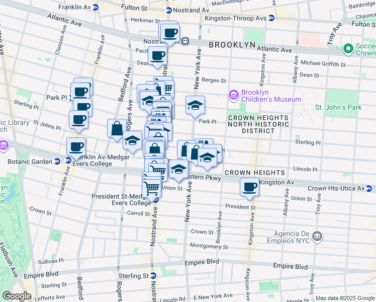 map of restaurants, bars, coffee shops, grocery stores, and more near 845 Lincoln Place in Brooklyn