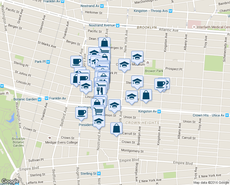map of restaurants, bars, coffee shops, grocery stores, and more near 845 Lincoln Place in Brooklyn