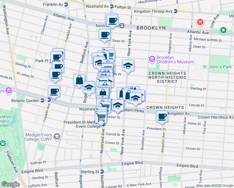 map of restaurants, bars, coffee shops, grocery stores, and more near 845 Lincoln Place in Brooklyn