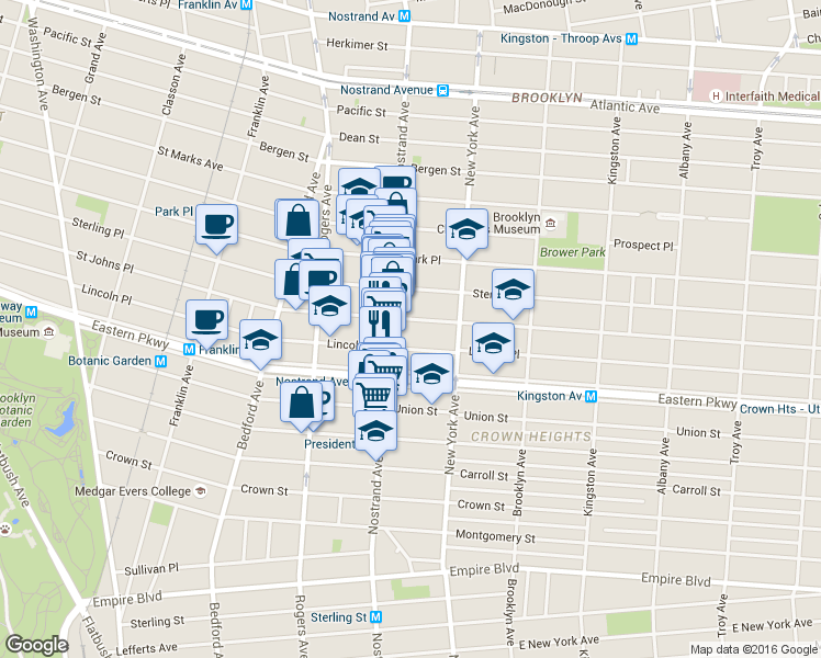 map of restaurants, bars, coffee shops, grocery stores, and more near 798 Nostrand Avenue in Brooklyn