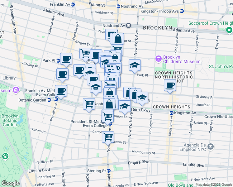 map of restaurants, bars, coffee shops, grocery stores, and more near 816 A Nostrand Avenue in Brooklyn