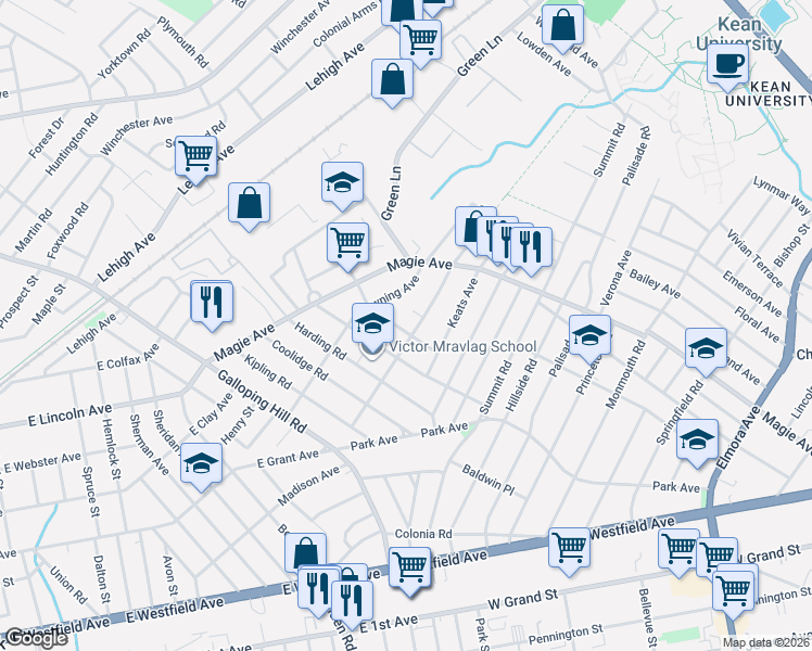 map of restaurants, bars, coffee shops, grocery stores, and more near 1022 Byron Ave in Elizabeth