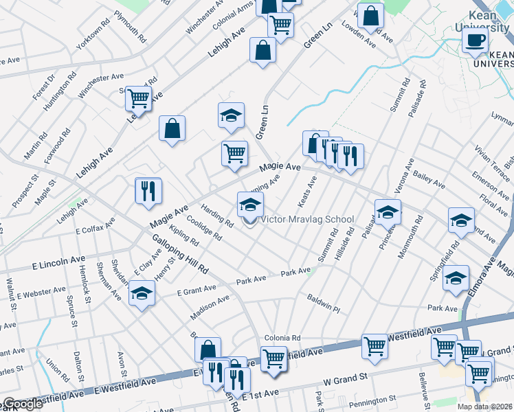 map of restaurants, bars, coffee shops, grocery stores, and more near 1022 Byron Avenue in Elizabeth