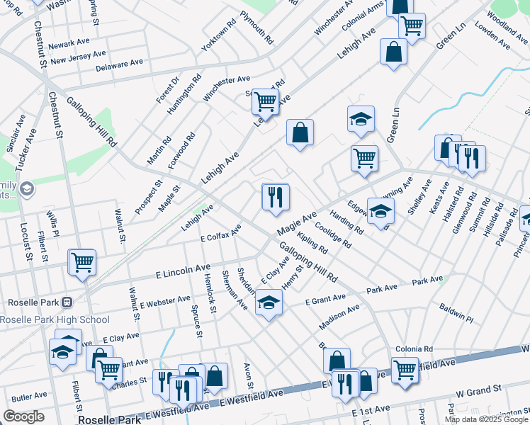 map of restaurants, bars, coffee shops, grocery stores, and more near 1336 Woodruff Place in Union