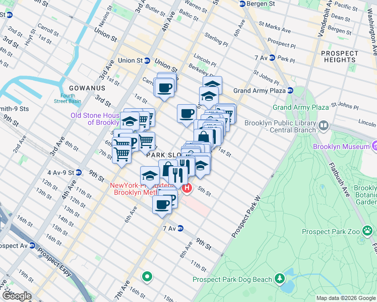 map of restaurants, bars, coffee shops, grocery stores, and more near 453 3rd Street in Brooklyn