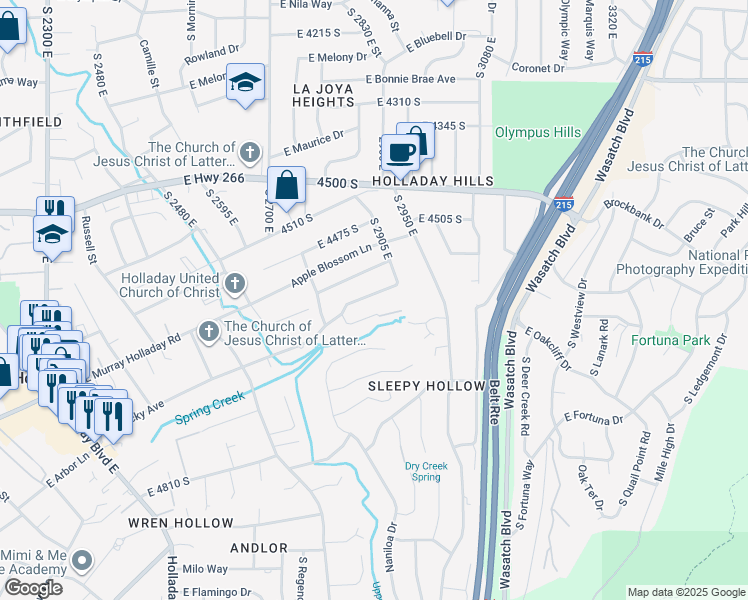 map of restaurants, bars, coffee shops, grocery stores, and more near 2894 Kentucky Avenue in Salt Lake City