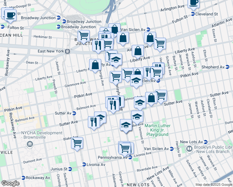 map of restaurants, bars, coffee shops, grocery stores, and more near 272 Granville Payne Avenue in Brooklyn