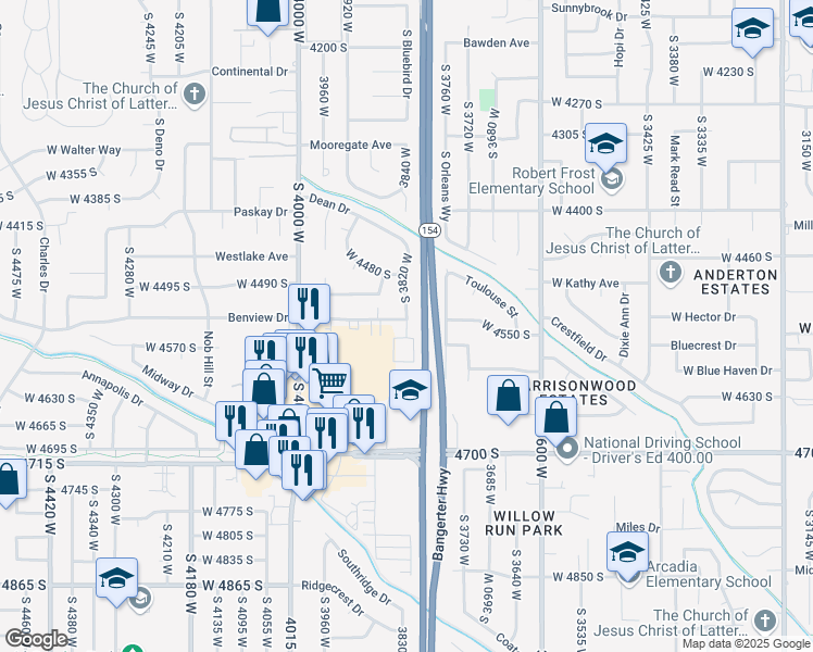 map of restaurants, bars, coffee shops, grocery stores, and more near 4498 South 3820 West in West Valley City