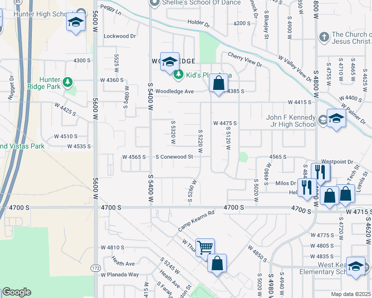map of restaurants, bars, coffee shops, grocery stores, and more near 5269 West Woodstep Avenue in Salt Lake City