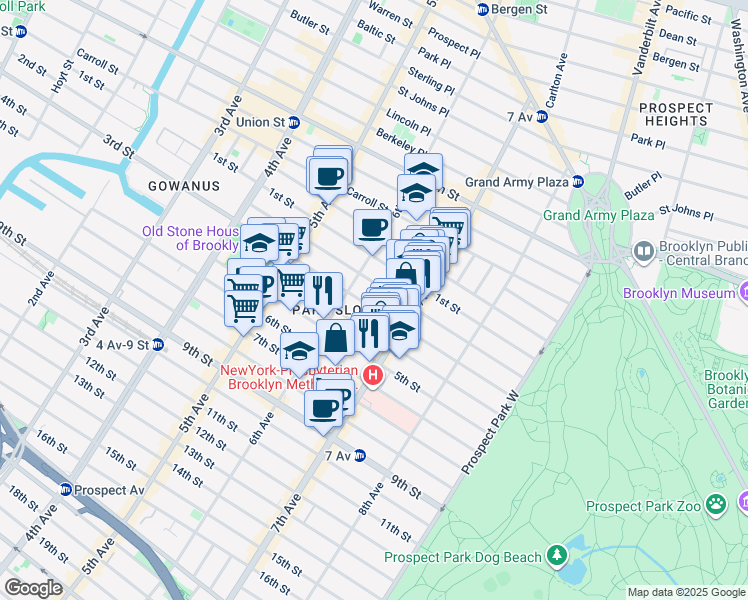 map of restaurants, bars, coffee shops, grocery stores, and more near 466 3rd Street in Brooklyn