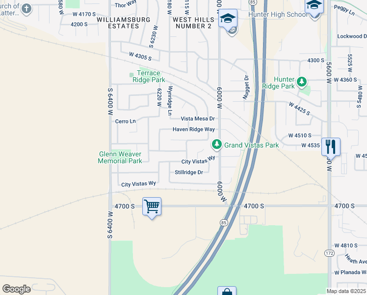 map of restaurants, bars, coffee shops, grocery stores, and more near 4538 Lynn Ridge Lane in West Valley City
