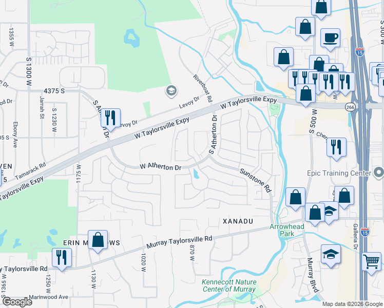 map of restaurants, bars, coffee shops, grocery stores, and more near 4557 Meridian Circle in Taylorsville