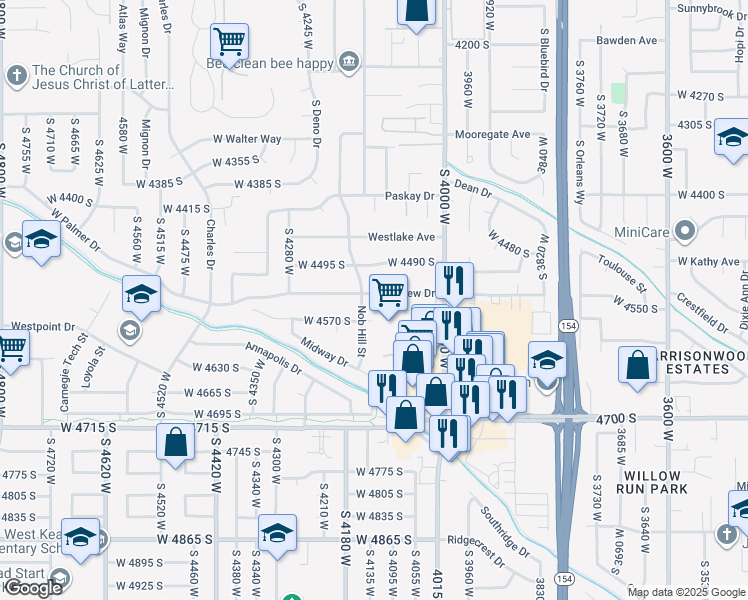 map of restaurants, bars, coffee shops, grocery stores, and more near 4125 Benview Drive in Salt Lake City