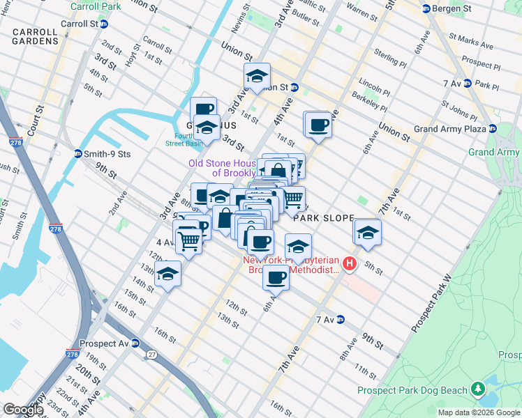map of restaurants, bars, coffee shops, grocery stores, and more near in Brooklyn
